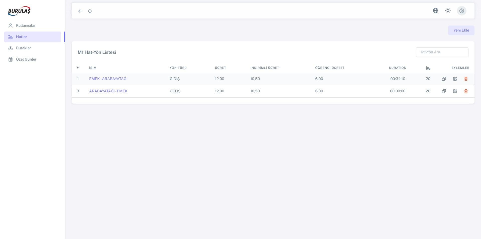 Burulaş Timetable Management Application