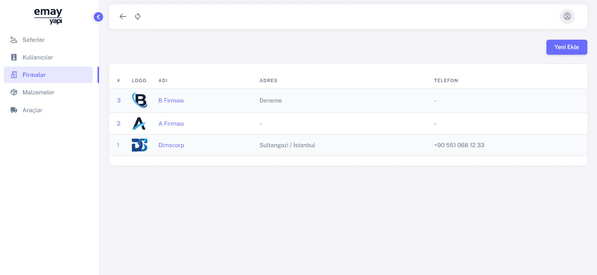 Emay Yapı Logistics Vehicle Tracking Application