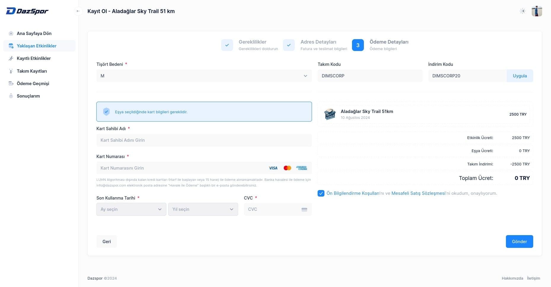 Dazspor Event Management System