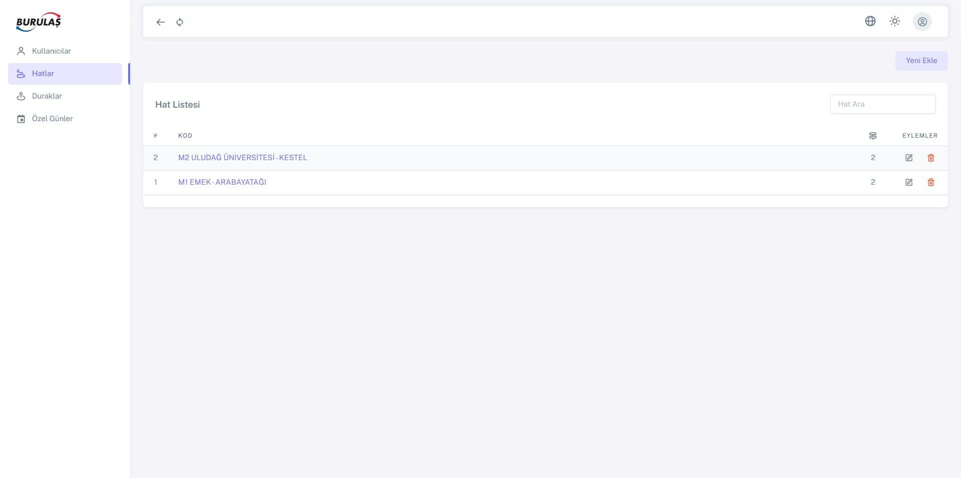 Burulaş Timetable Management Application