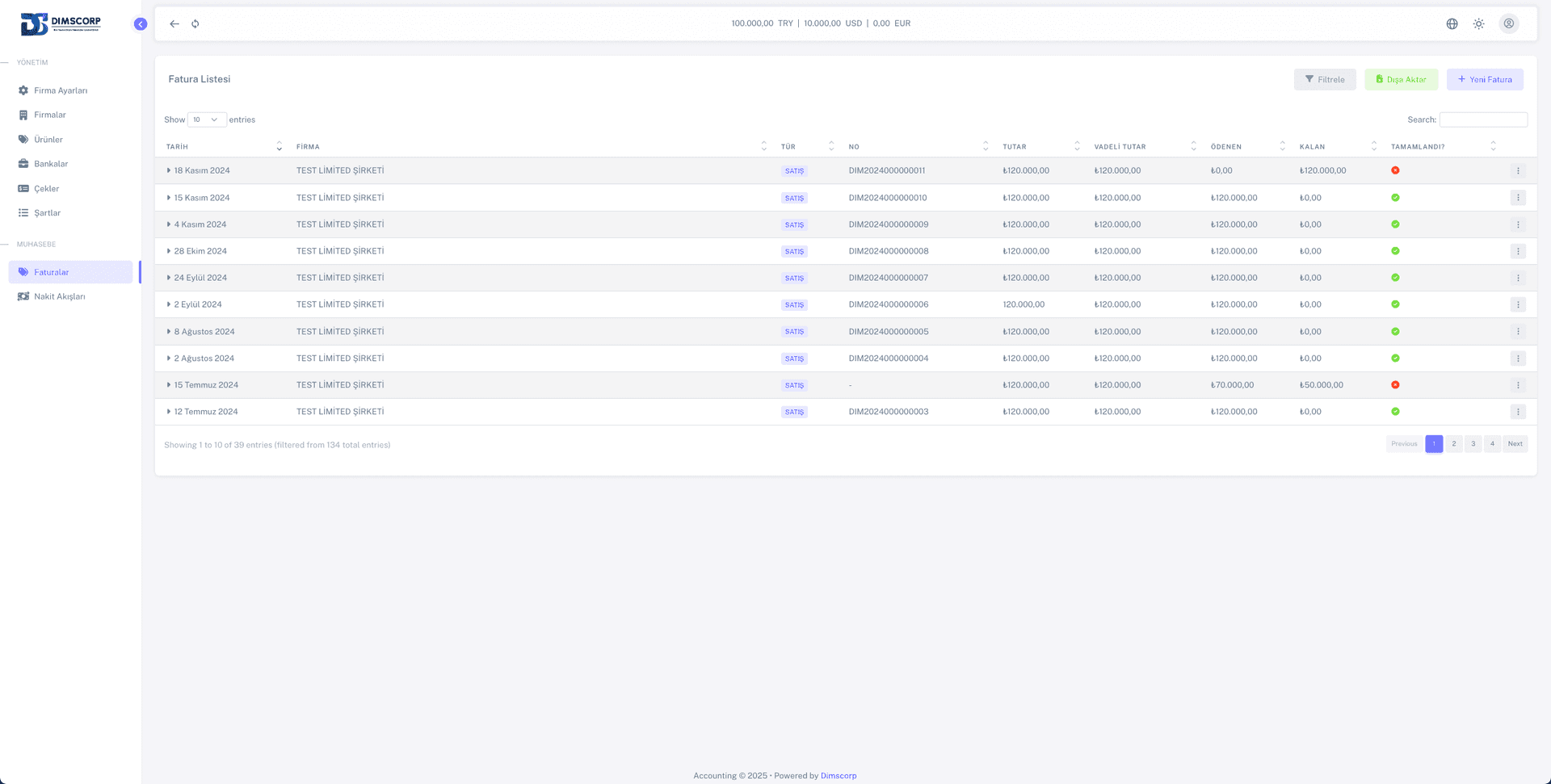 Muhasebe Yönetim Paneli