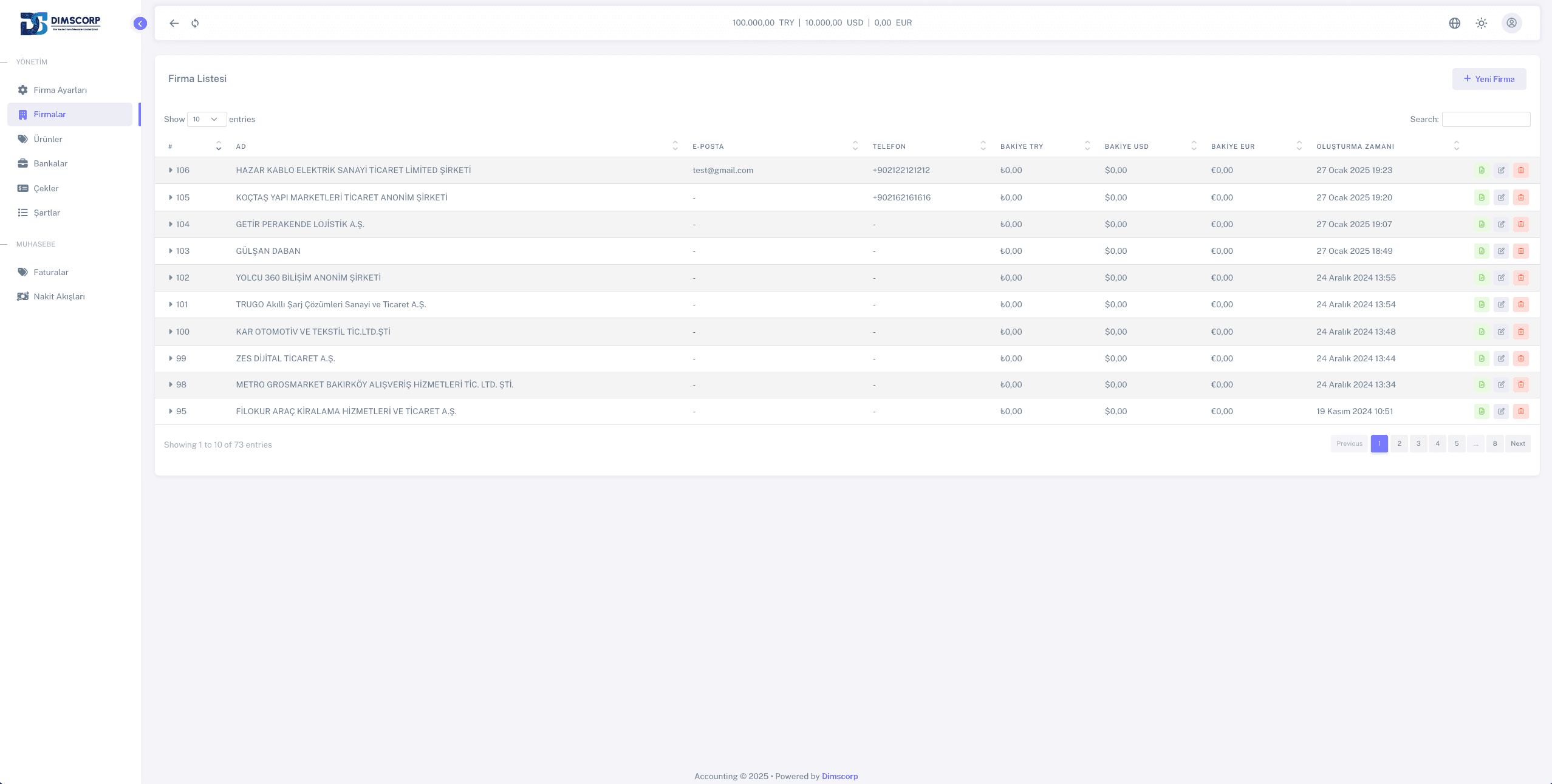 Muhasebe Yönetim Paneli