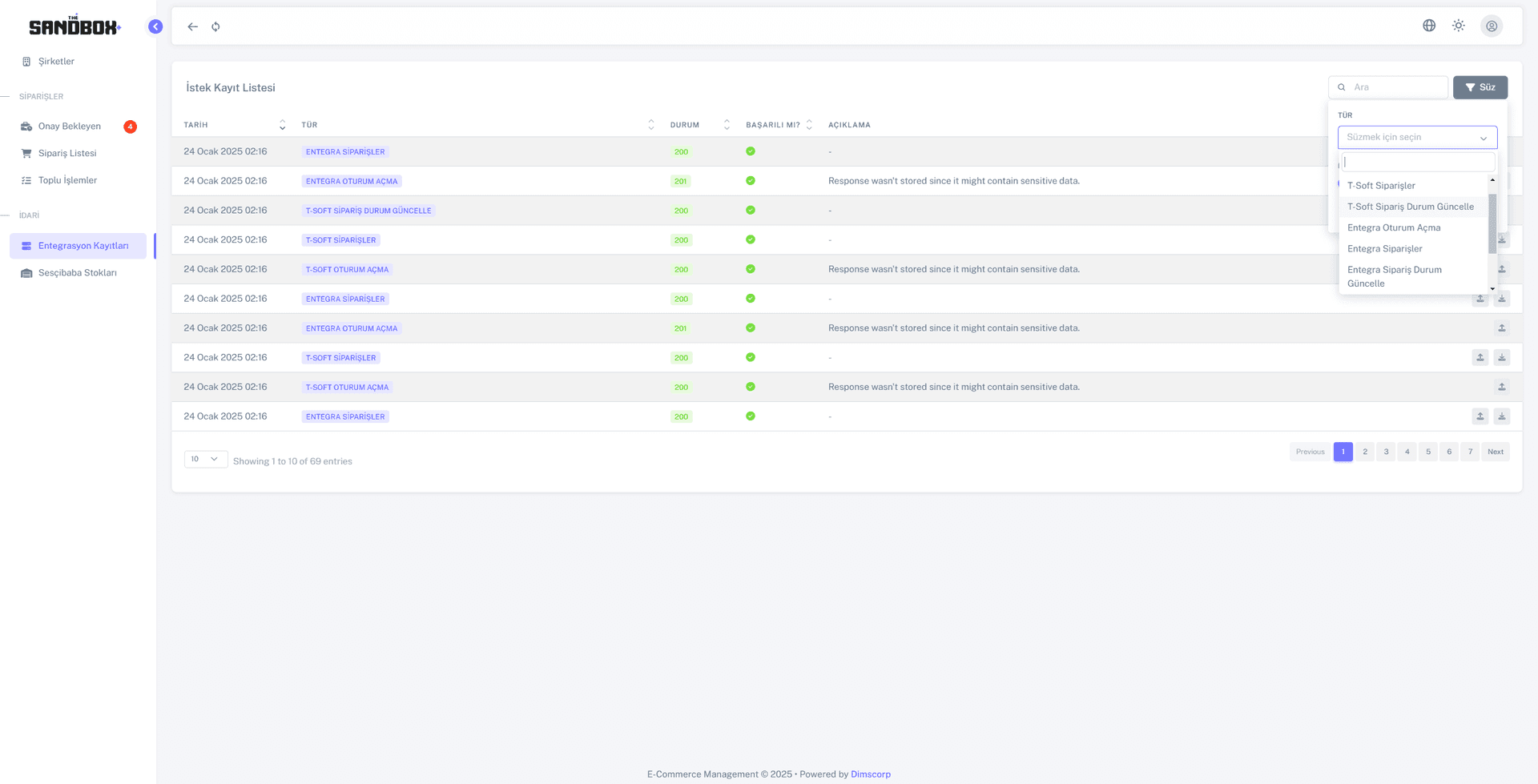 E-Ticaret Sipariş Yönetim Paneli