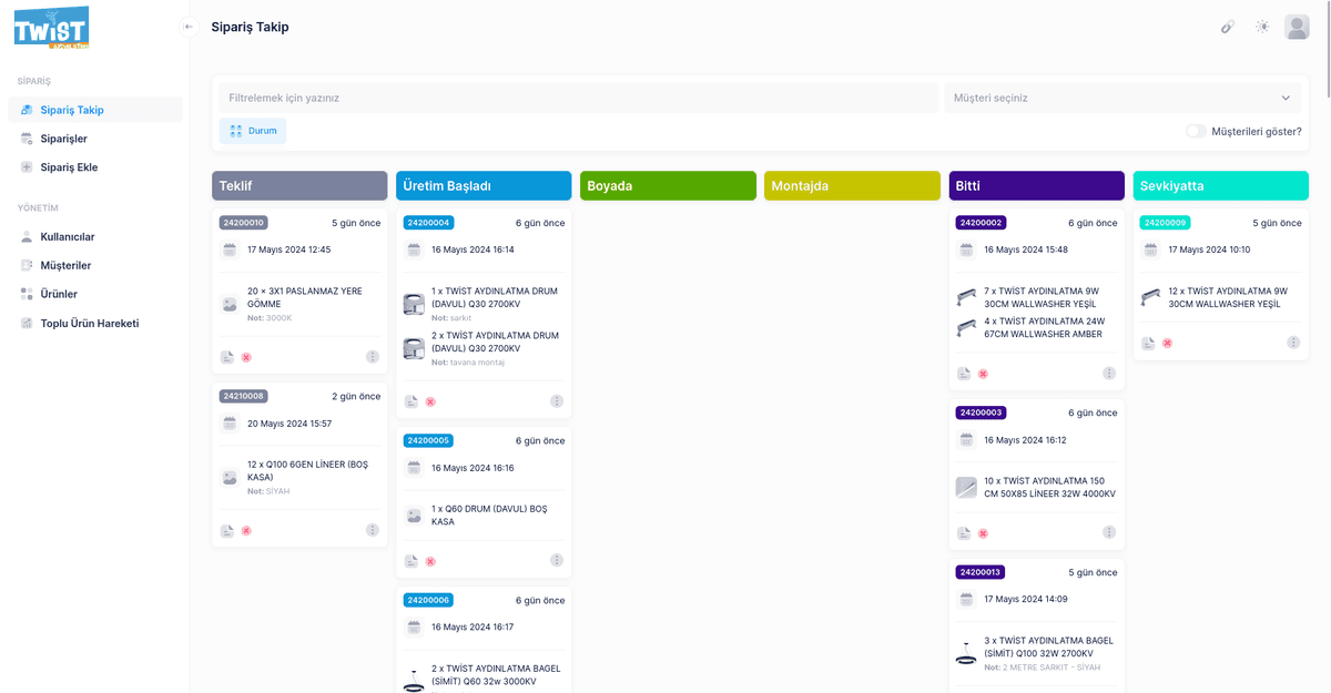 Twist Sipariş Takip Sistemi