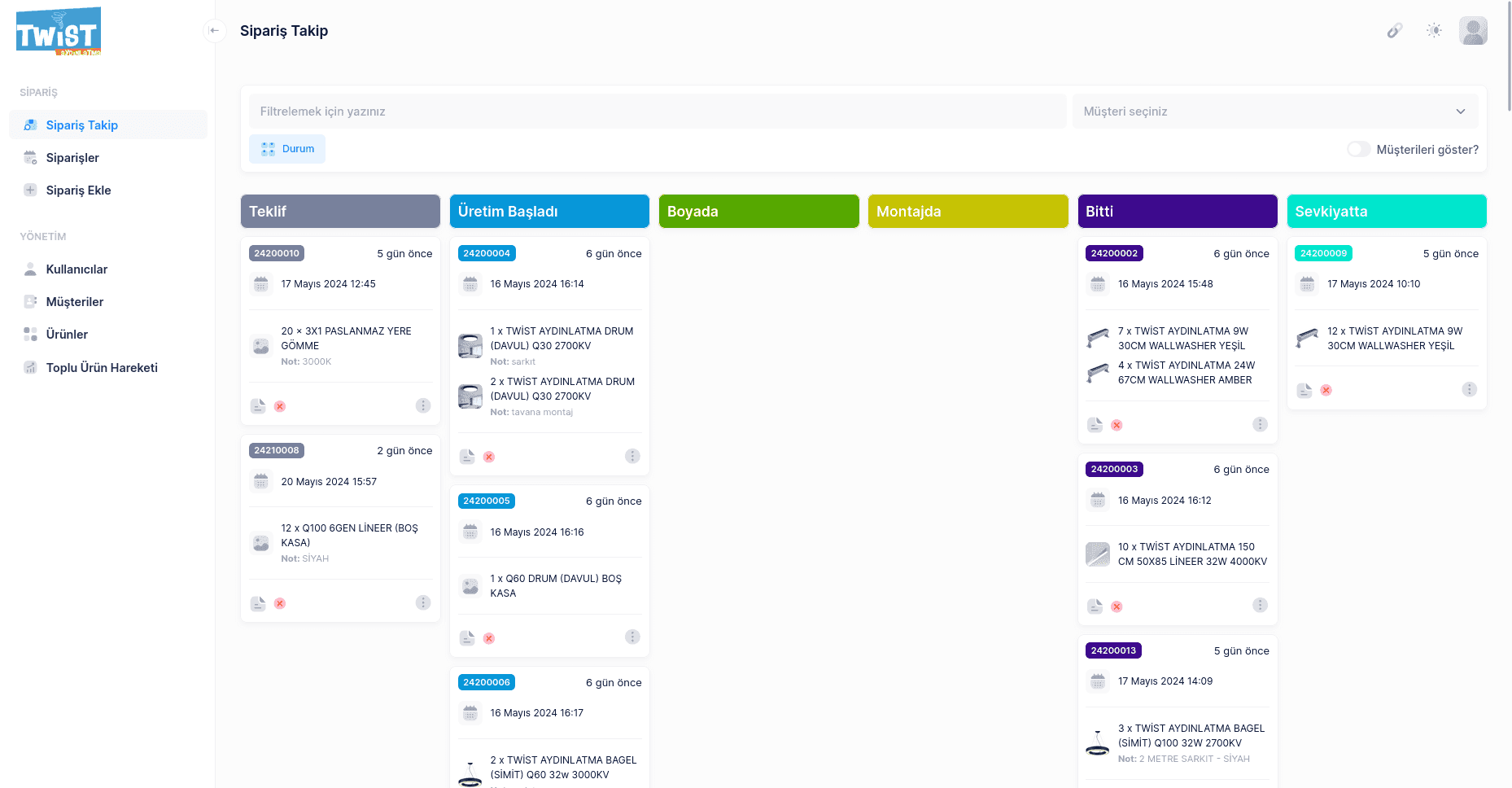 Twist Order Tracking System